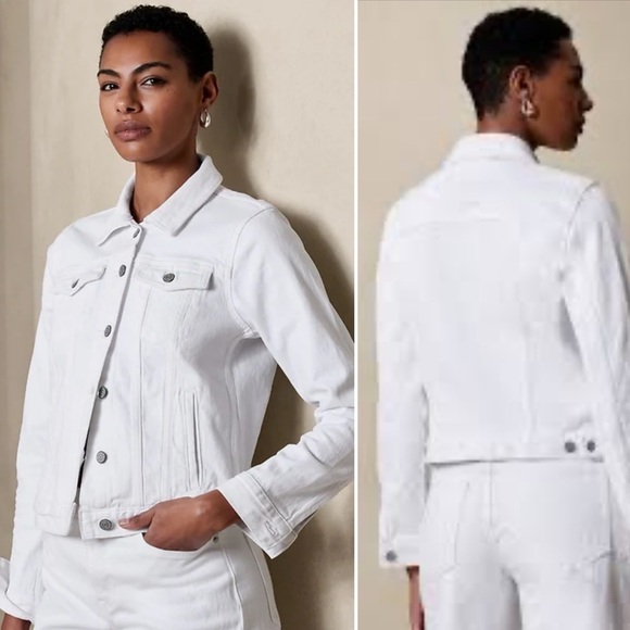 NWT BANANA REPUBLIC FACTORY WHITE DENIM JACKET SIZE XXL - Picture 1 of 12